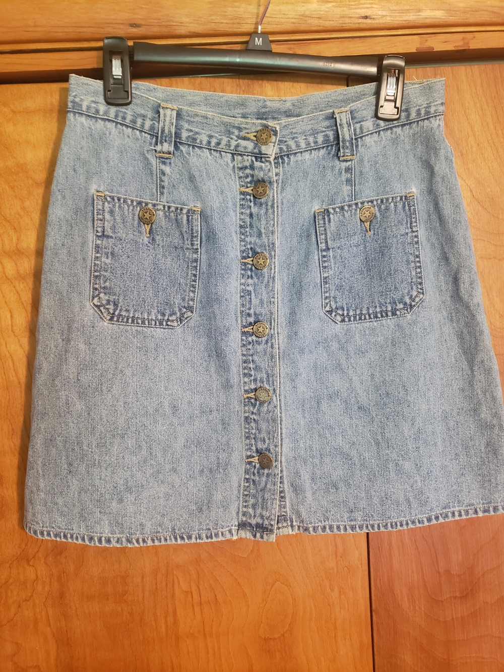 Light Blue Denim Mini Skirt with Front Buttons